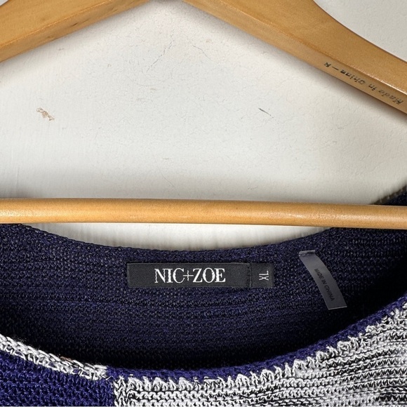 Nic + Zoe Linen Blend Color Block Knit Pullover XL - Picture 3 of 8